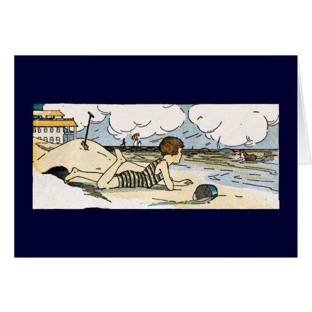 Enfant sur la plage Art Vintage (Devant horizontal)