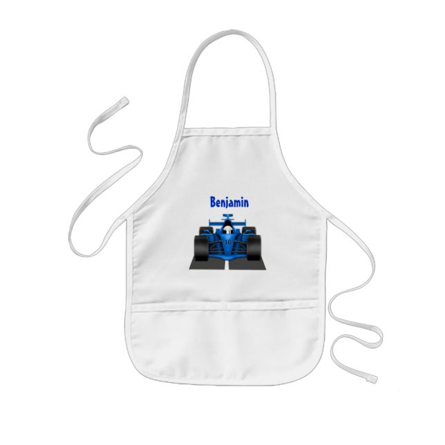 Enfant Tablier bleu de chemise de voiture de course (Devant)