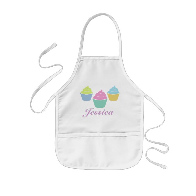 Enfant tablier de cuisson pour enfants avec nom et cupcak (Devant)