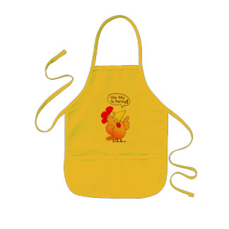 Enfant Tablier drôle drôle de poulet de bande dessinée du