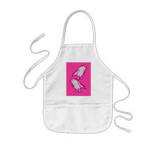 Enfant tablier numérique de peinture "d'oiseaux roses"