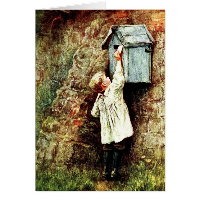 Enfant victorien envoyant une carte postale (Devant)