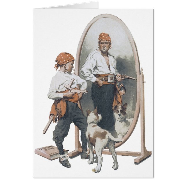 Enfant Vintage, Garçon Pirate, Chien, Miroir, Bouc (Devant)