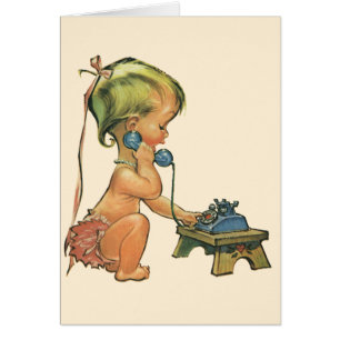 Enfant Vintage Mignonne Fille Blonde Parlant sur u