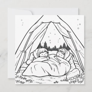Enfants à la tente Page de coloriage du camping