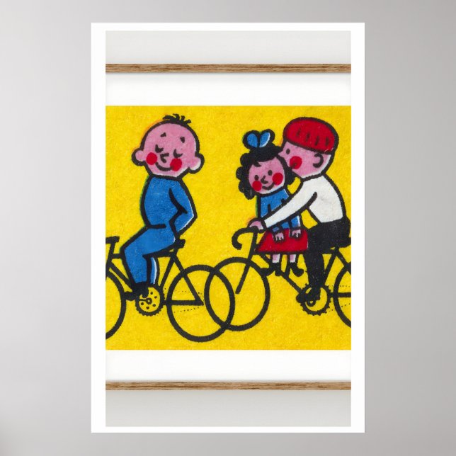 Enfants à vélo - Impression de boîte d'allumettes  (Devant)