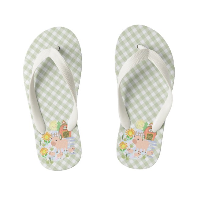 Enfants Agritourisme Cochon Buffalo Plaid. Les tongs de l' (Semelle)