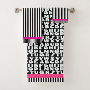 Enfants Alphabet Black Stripes Hot Rose