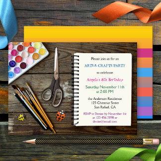 Enfants Art et Artisanat Invitation de fête d'anni