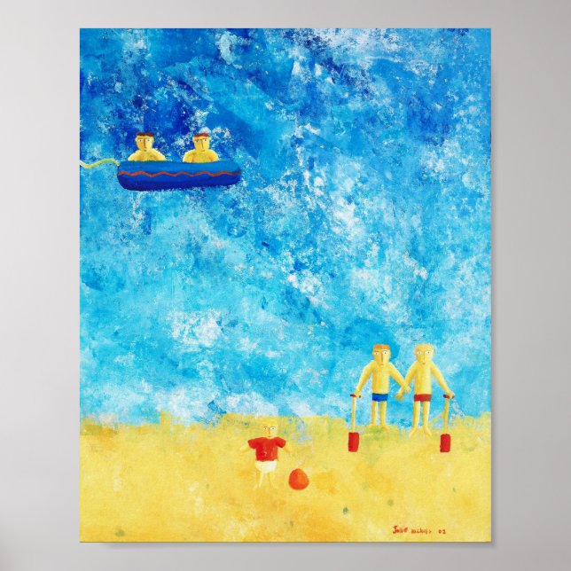 Enfants au bord de la mer impression d'art contemp (Devant)