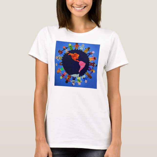 Enfants autour du T-shirt adapté par monde : (Devant)