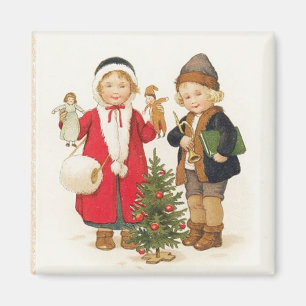 Enfants avec jouets Magnet Vintage