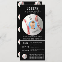 Enfants Baseball Custom Photo Sport Ticket Invitat