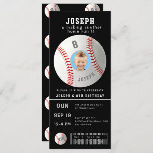 Enfants Baseball Custom Photo Sport Ticket Invitat