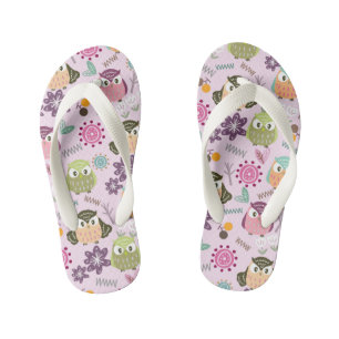 Enfants Chouette Rose. Les tongs de l'enfant