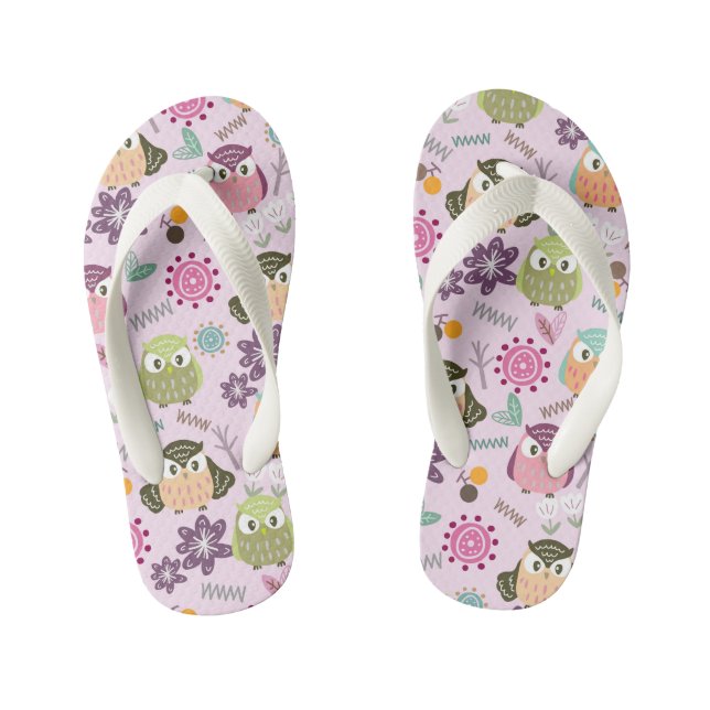 Enfants Chouette Rose. Les tongs de l'enfant (Semelle)