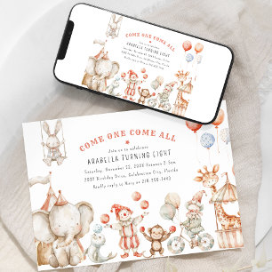 Enfants Cirque Thème Anniversaire Fête Invitation