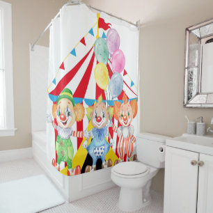 Enfants Clowns Sur Rideau De Douche Blanc