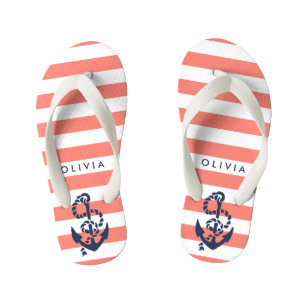 Enfants Coral Nautique Ancres filles tongs