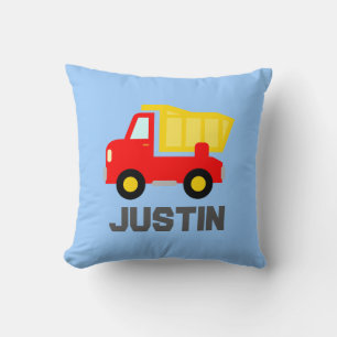 Enfants coussin avec camion de jouets et nom perso