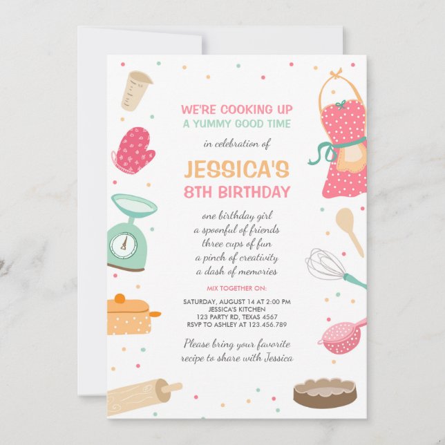 Enfants Cuisine Anniversaire Invitation Cuisine Cu (Devant)