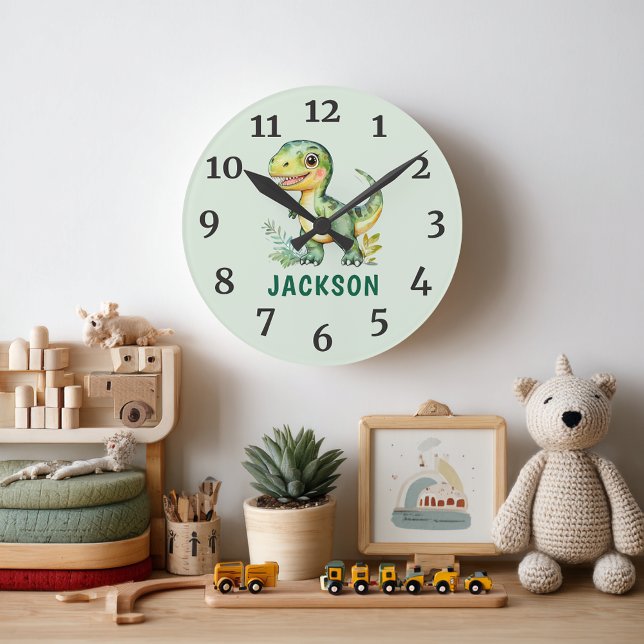 Enfants Cute Dinosaure Personnalisé Salle Horloge (Créateur téléchargé)