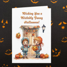 Enfants Cute Funny photo moderne cartes d'Hallowee