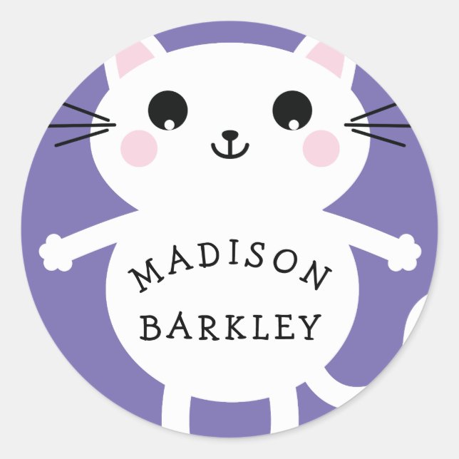 Enfants Cute Kitty Nom du chat Enveloppe Stickers  (Devant)