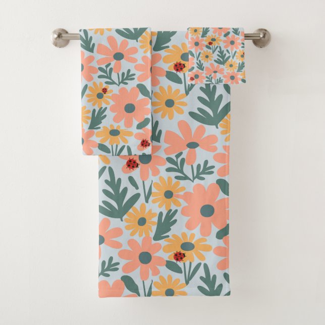 Enfants Cute Ladybug Polka dot Daisy Flower Motif (En situation)