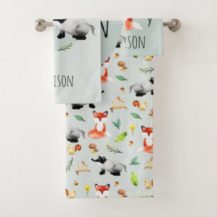 Enfants Cute Modern Forest Animaux Motif Fox Nom