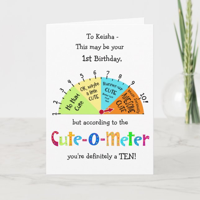 Enfants Cute-O-Meter Funny 1er Anniversaire Carte  (Devant)
