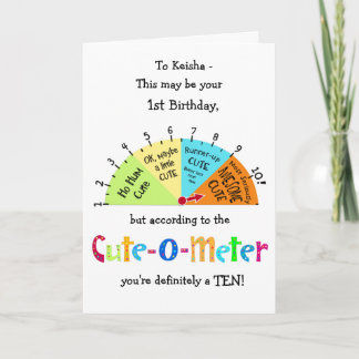 Enfants Cute-O-Meter Funny 1er Anniversaire Carte