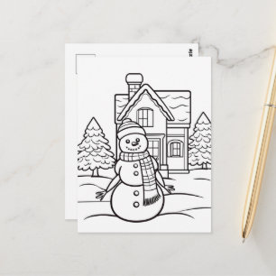 Enfants de Noël colorier carte postale Snowman