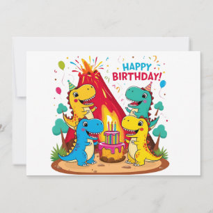 Enfants Dinosaur Invitation de fête d'anniversaire
