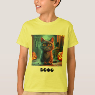 Enfants Éffrayant Halloween Chat T-shirt