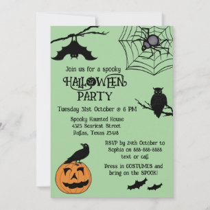 Enfants éffrayant Spider Halloween Fête Invitation