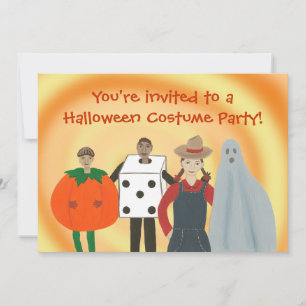 Enfants en costumes Invitations de fête d'Hallowee