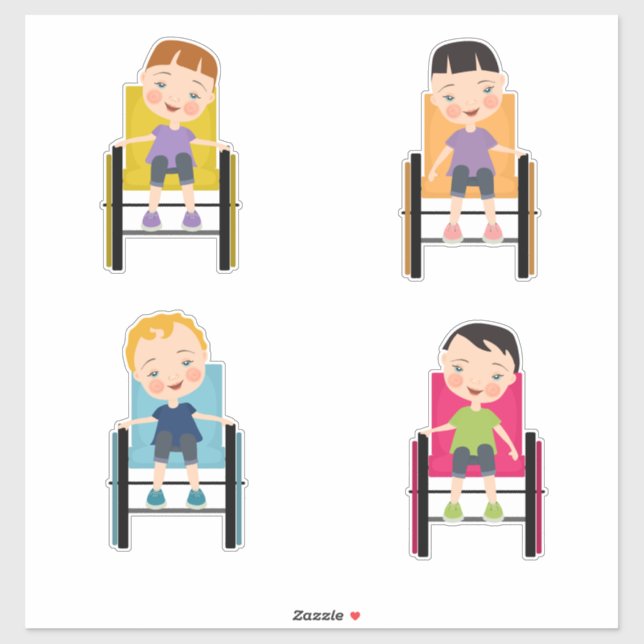 Enfants en fauteuil roulant Stickers 4 (Feuille)