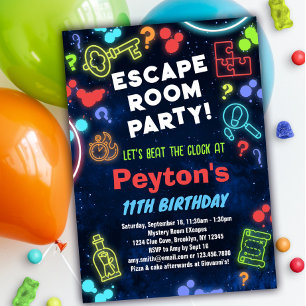 Enfants Escape Room Anniversaire Fête Invitation