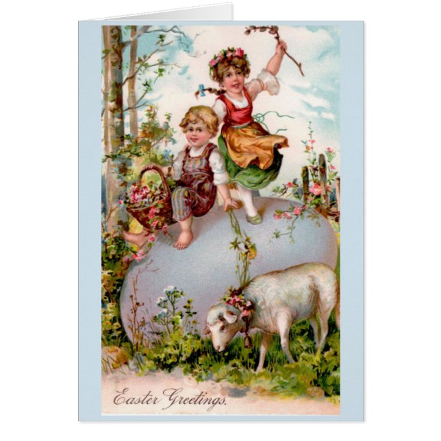 Enfants et agneau de Pâques vintages, (Devant)