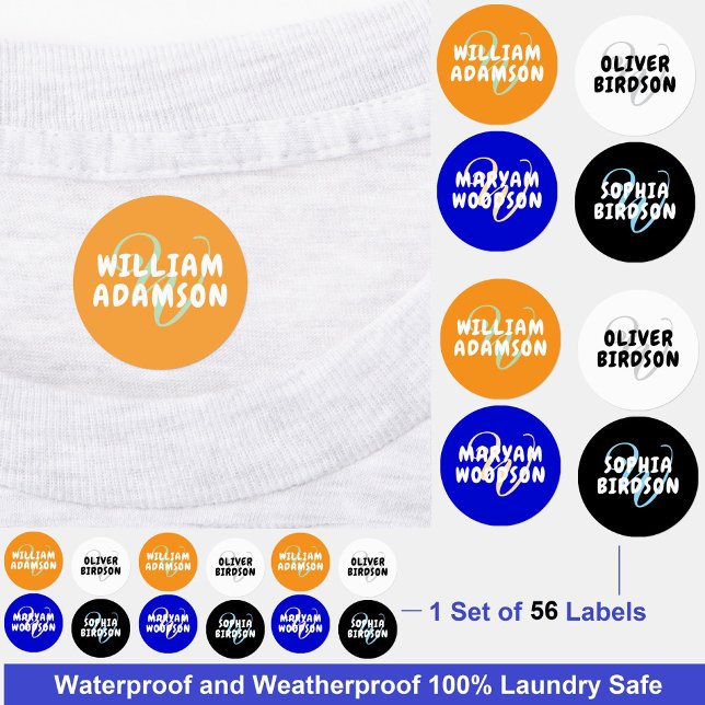 Enfants étanches Monogramme Nom Étiquettes pour vê (daycare name labels waterproof)