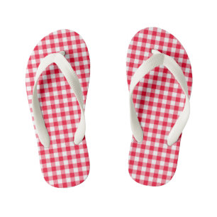 Enfants Filles Adorables En vichy tongs rouges