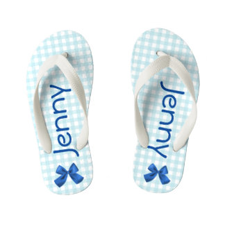 Enfants Flops à tongs En vichy filles bleu et blanc