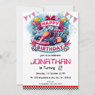 Enfants Go Kart Invitation d'anniversaire