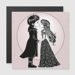 Enfants gothiques emo mignons s'embrassent pour la
