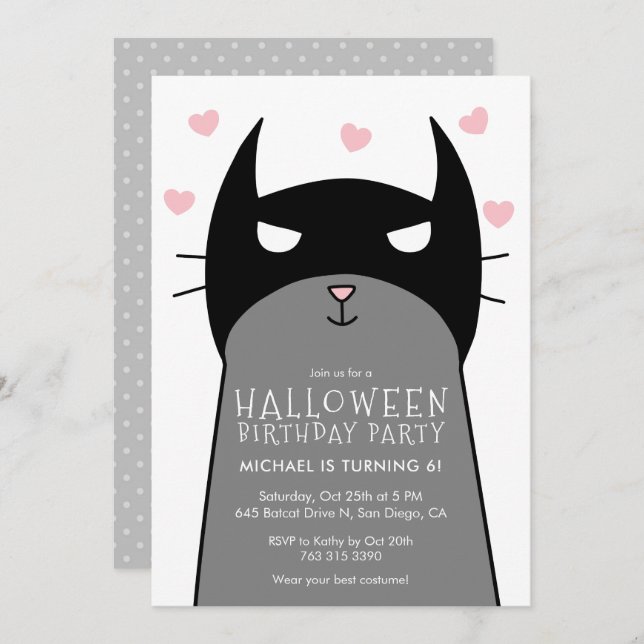 Enfants Halloween Anniversaire Fête Invitation | B (Devant / Derrière)