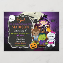 Enfants Halloween Anniversaire Invitation