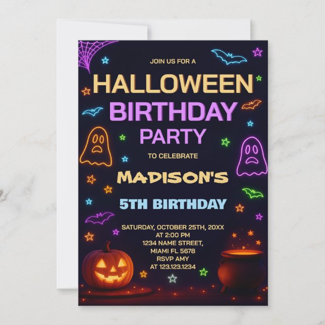 Enfants Halloween Anniversaire Invitation | Boo Ba (Devant)