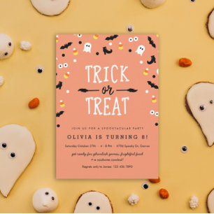 Enfants Halloween Anniversaire Invitations Orange