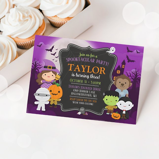 Enfants Halloween Invitation Anniversaire, Costume (Kids Halloween Birthday Invitation)